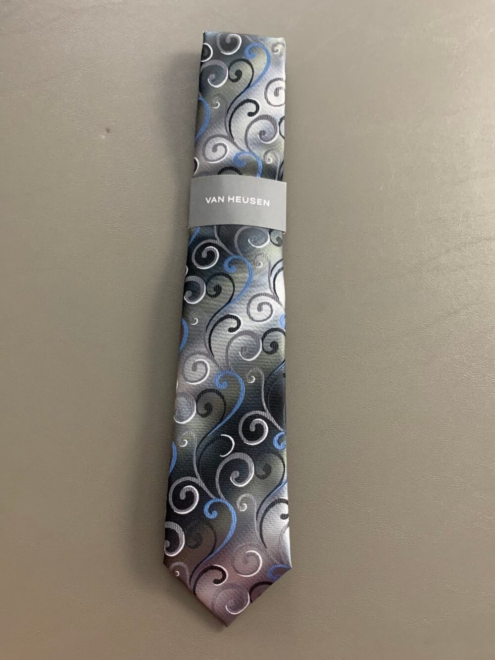 Van Heusen Men's 3'' Polyester Shimmering Swirl Neck Tie, Gray Multi, One Size